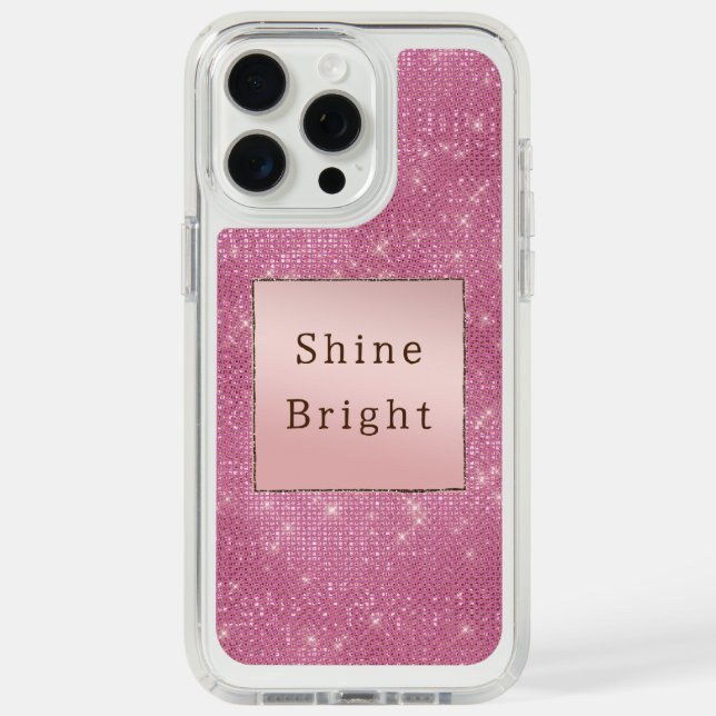 Sparkle Pink Glam Brown Glitter  Speck iPhone Case (Front (White Titanium))