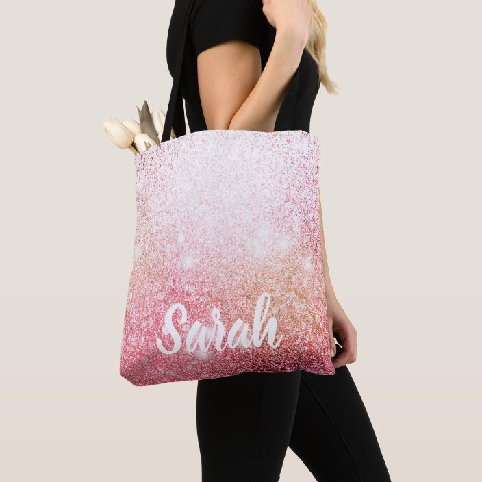 Sparkle Pink Glitter design Tote Bag Zazzle