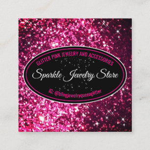 Sparkle Pink Glitz Glam Bling Square Business Card