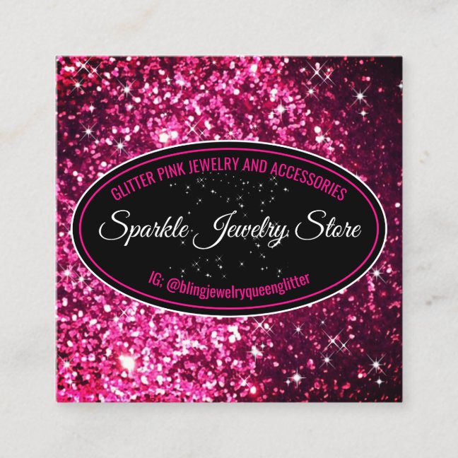 Sparkle Pink Glitz Glam Bling Square Business Card