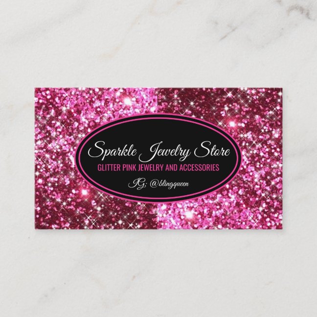 Sparkle Pink Glitz Glam Jewelry Business Card