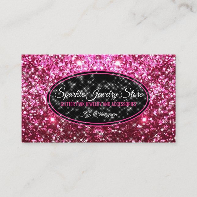 Sparkle Pink Glitz Glam Starlust Jewelry Business Card (Front)