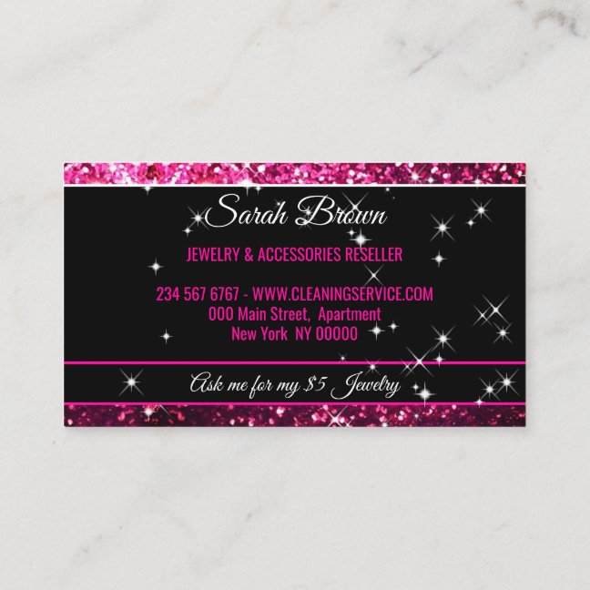 Sparkle Pink Glitz Glam Starlust light Business Card