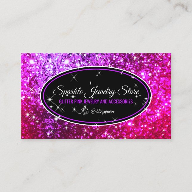 Sparkle Pink Glitz Glam Stars light purple jewelry Business Card (Front)