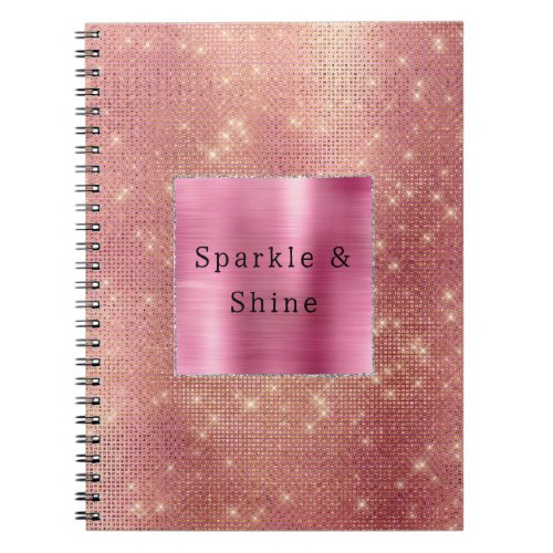 Sparkle Pink Gold Glam Glitter  Notebook
