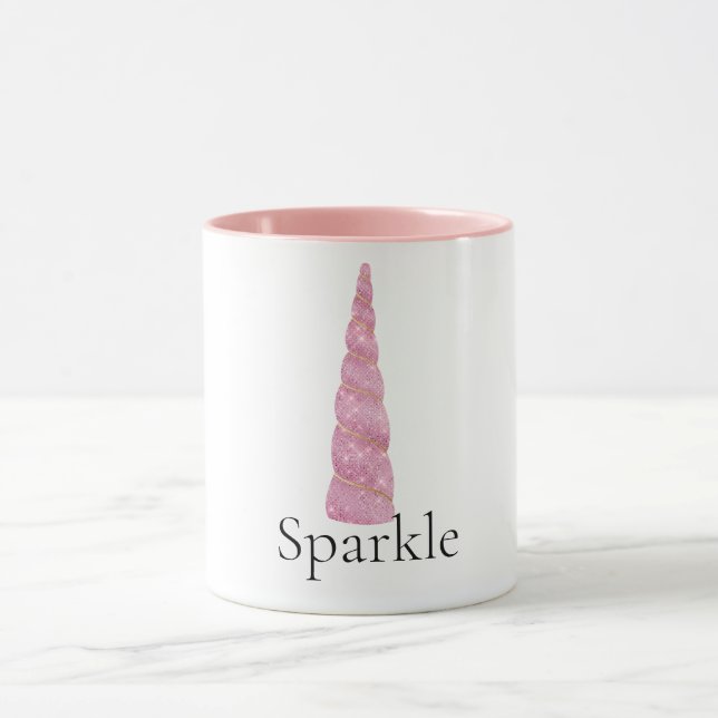 Sparkle Pink Gold Glam Stars Unicorn  Mug (Center)