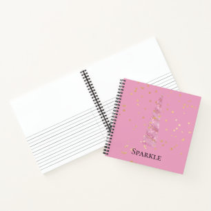 Sparkle Pink Gold Glam Stars Unicorn Notebook