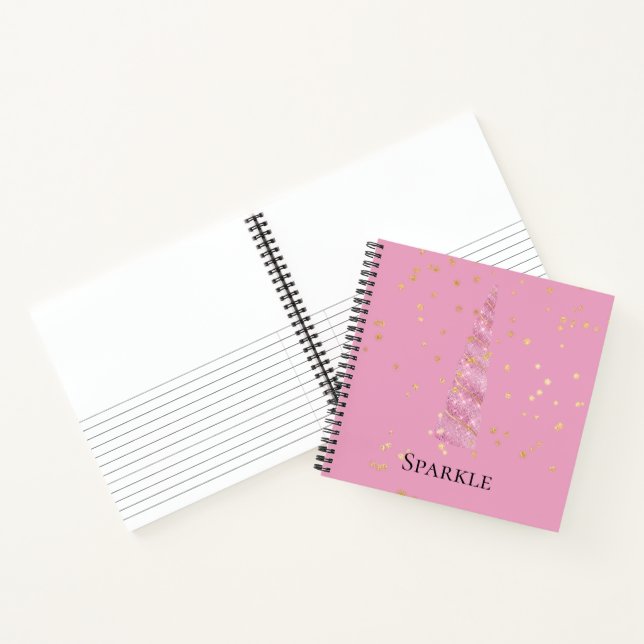 Sparkle Pink Gold Glam Stars Unicorn  Notebook (Inside)