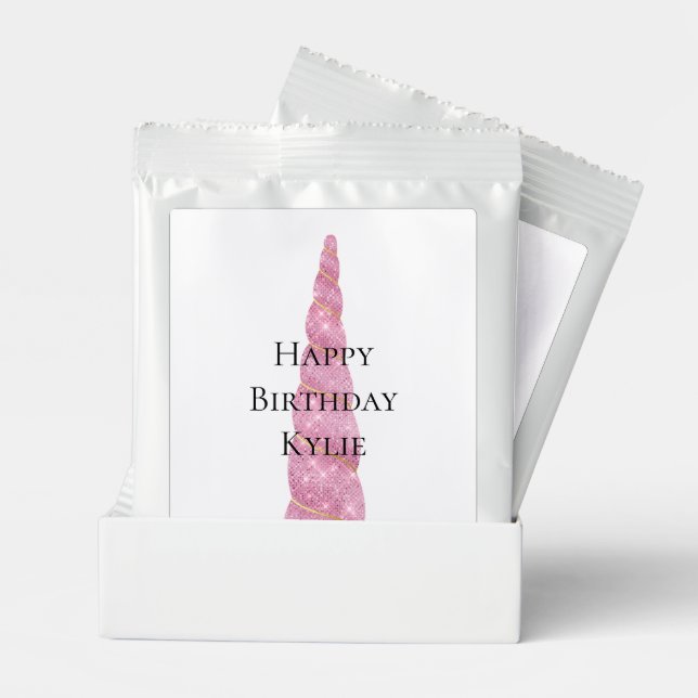 Sparkle Pink Gold Glam Unicorn White Birthday  Hot Chocolate Drink Mix (Pair)