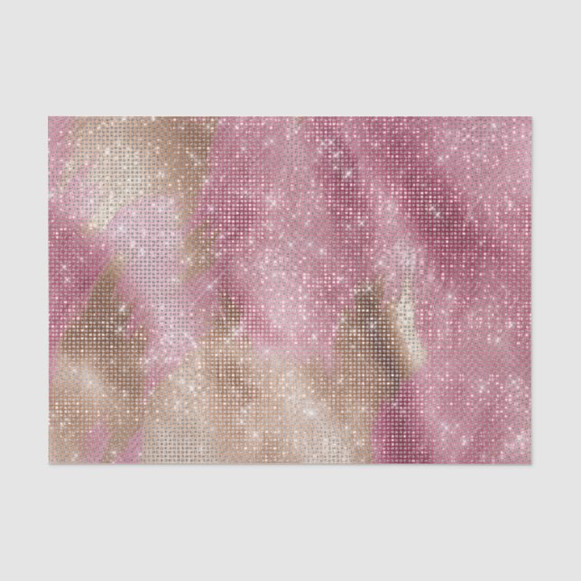 Sparkle Pink Gold Southwest Faux Cowhide Birthday Tissue Paper (Front)