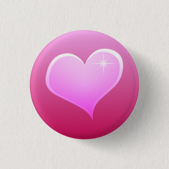 Sparkle Pink Heart Button (Front)