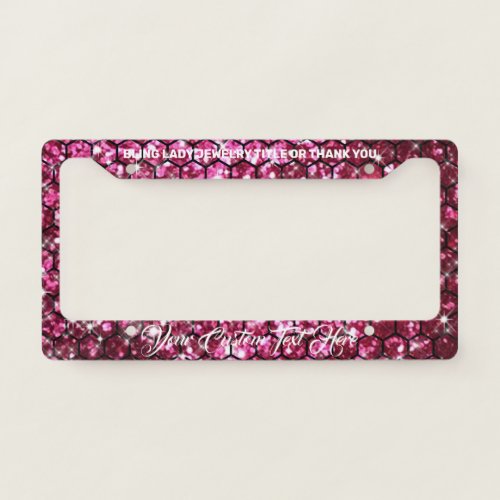 Sparkle Pink HoneyComb Jewelry Lady Bling License Plate Frame