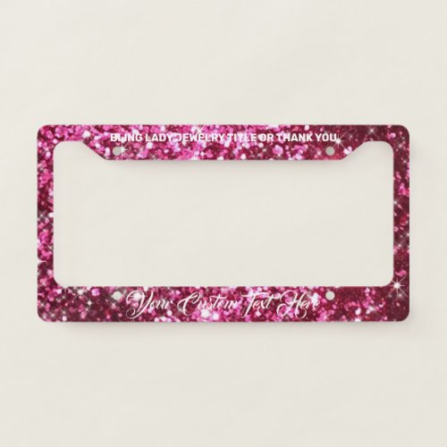 Sparkle Pink Jewelry Lady Bling License Plate Frame