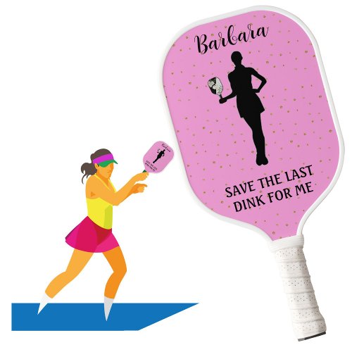 Sparkle Pink Player Name Humor  Pickleball Paddle