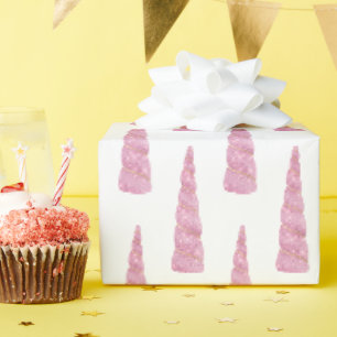 Sparkle Pink White Glam Unicorn Birthday Wrapping Paper