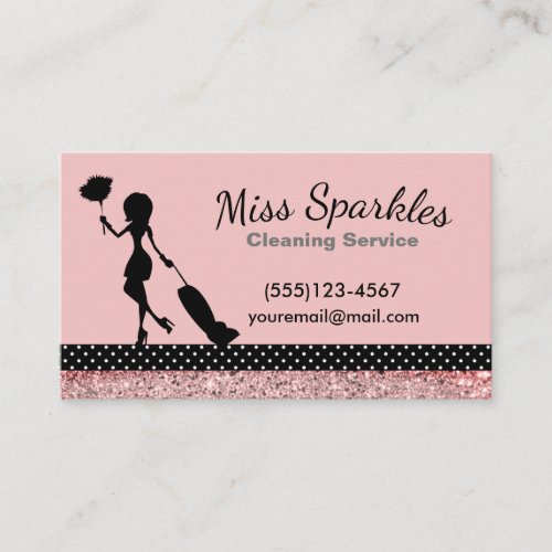 Sparkle Polka Dot Maid House Cleaning Services Business Card