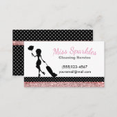 Sparkle Polka Dot Maid House Cleaning Services Business Card (Front/Back)