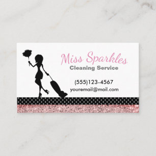 Sparkle Polka Dot Maid House Cleaning Services Business Card