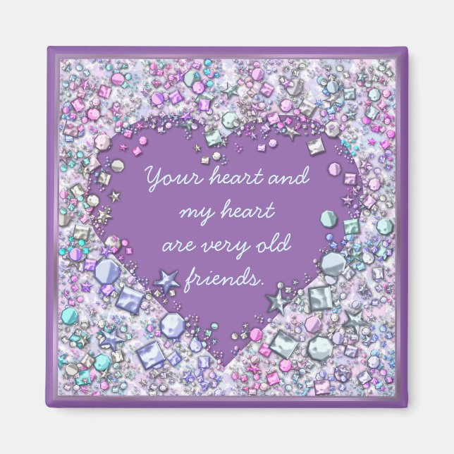 Sparkle precious gems heart quote magnet (Front)