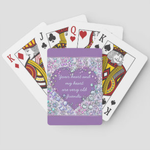 Sparkle precious gems heart quote poker cards