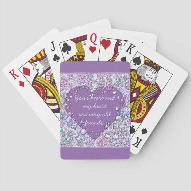 Sparkle precious gems heart quote poker cards (Back)