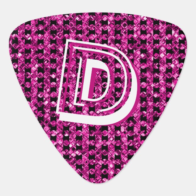 Sparkle Purple Glitter Monogrammed Custom Guitar Pick (Front)