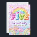 Sparkle Rainbow 5th Birthday Party Invitation<br><div class="desc">Sparkle Rainbow 5th Birthday Party
5th Birthday Invitation Girl, </div>