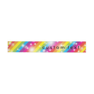 Sparkle Rainbow Glitter Striped Wrap Around Labels