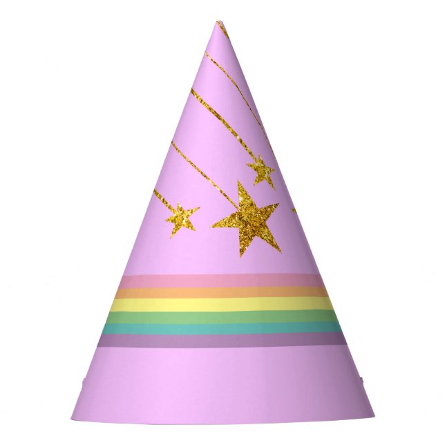 Sparkle Rainbow Unicorn Party Hat (Front)