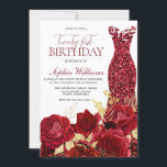 Sparkle Red Dress Roses Gold 21st Birthday Party Invitation<br><div class="desc">Sparkle Red Dress Roses Gold 21st Birthday Party Invitation

See matching collection in Niche and Nest Store

Many thanks</div>