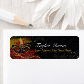 Sparkle Red & Gold Feather Mask Address Labels (Insitu)