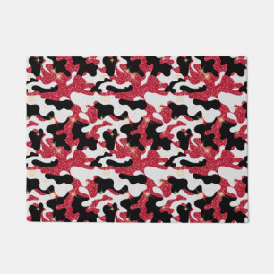 Sparkle Red White Black Camouflage Camo Doormat