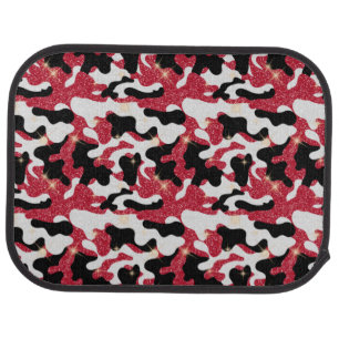 Sparkle Red White Black Camouflage Camo Lovers Car Floor Mat