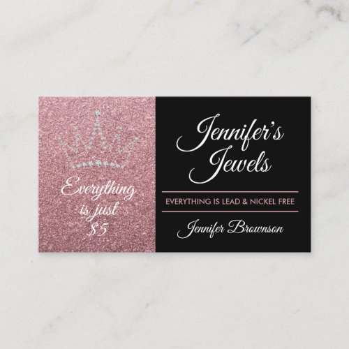 Sparkle Rose Gold Crown Jewelry Accessories Business Card
