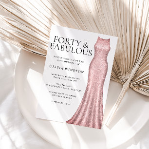 Sparkle Rose Gold Dress Womans 40th Birthday Party Invitation