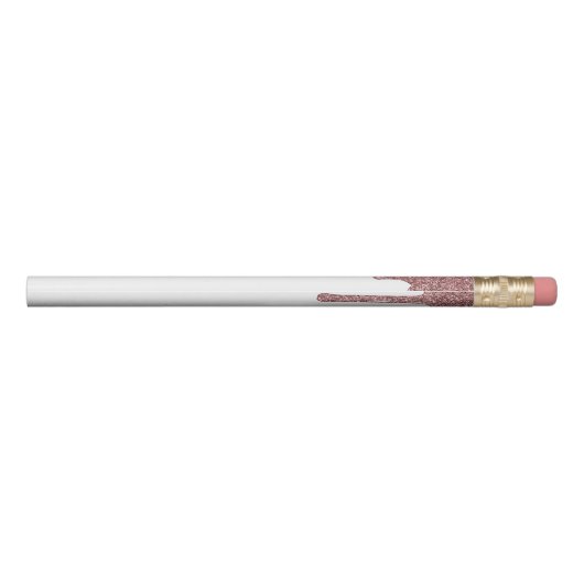 Sparkle Rose Gold Dripping Glitter Luxury Pencil (Back)