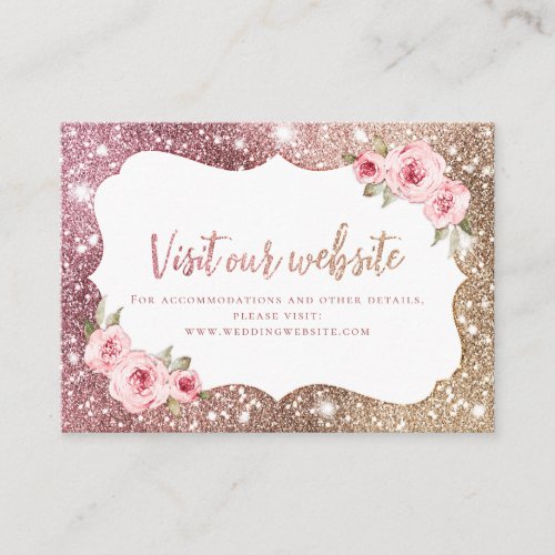 Sparkle Rose Gold Floral Website Insert Card
