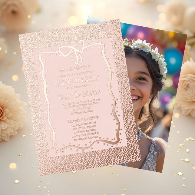 Sparkle Rose Gold Foil Quinceañera Invitation Pink (Creator Uploaded)