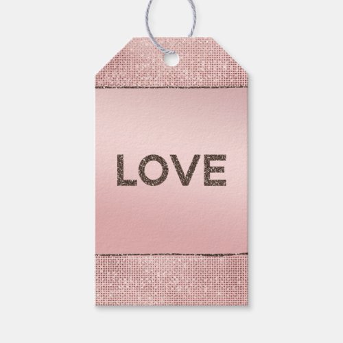 Sparkle Rose Gold Glam Brown Glitter Love Gift Tags