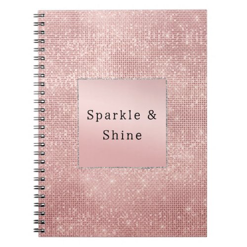 Sparkle Rose Gold Glam Brown Glitter  Notebook