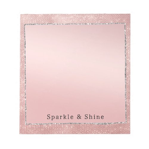 Sparkle Rose Gold Glam Brown Glitter  Notepad