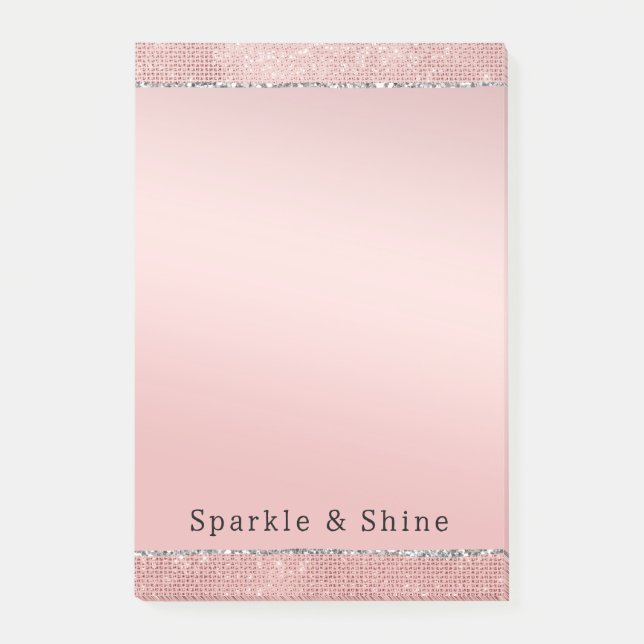 Sparkle Rose Gold Glam Brown Glitter  Post-it Notes (Front)