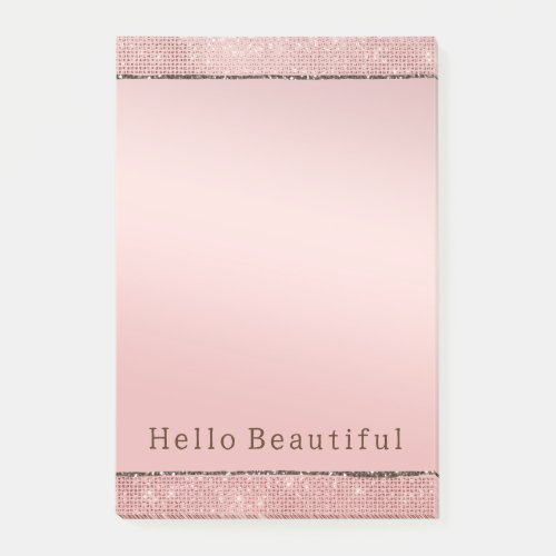 Sparkle Rose Gold Glam Brown Glitter  Post_it Notes