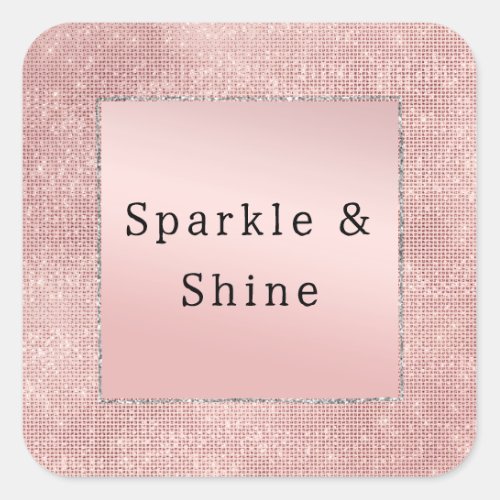 Sparkle Rose Gold Glam Brown Glitter  Square Sticker