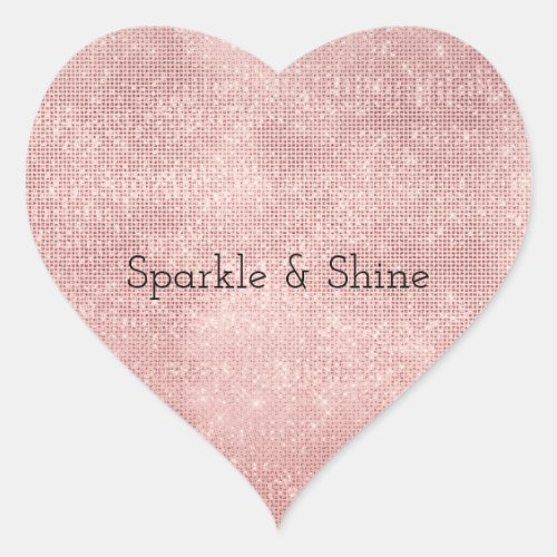 Sparkle Rose Gold Glam  Heart Sticker