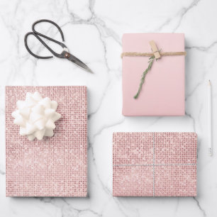 Sparkle Rose Gold Glam Wrapping Paper Sheets