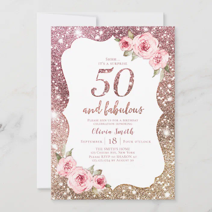 50th Birthday Invitation 50 and Fabulous Invitation Fifty and Fabulous Invite Elegant Birthday Invitation 50th Birthday Celebration