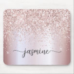 Sparkle Rose Gold Glitter Metallic Monogram Name  Mouse Pad<br><div class="desc">Girly Blush Rose Gold Glitter Glam Metallic Monogram Name Script Custom Personalized mousepad. These design featuring your first name in a pretty hand lettered style swash tail font typography on faux rose gold metallic foil with sparkle glitter border. These are easy to customize. Great stylish feminine gift for birthday, mother’s...</div>