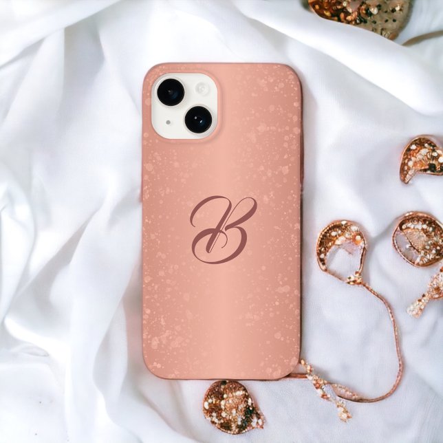 Sparkle Rose Gold Look Monogrammed iPhone Case (Creator Uploaded)