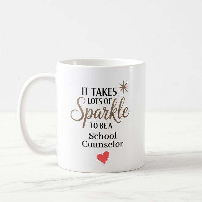Sparkle School Counselor Personalized Coffee Mug (Left)